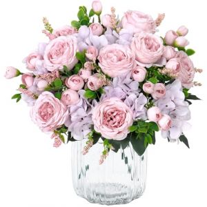 SOMYTING Lot de 4 bouquets de pivoines artificielles - Bouquet de pivoines artificielles - Fleurs d'hortensia en soie - Bouquets de pivoines en soie pour mariage, centres de table, d&eacute;coration florale (BGX-EU, neuf)