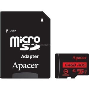 Apacer Memory Card 64GB XC UHS C10 100MBS Card+ADP ap64gmcsx10ub-r (Dealon, neuf)