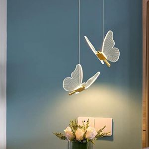 HKLY LED Lampe Suspension Papillons Décorent Lustre Chambre Enfant Fille, Luminaire Suspension Scandinave Acrylique Design Créatif Moderne Plafonnier pour Chambre Salon Restaurant,3000K-6500K (A2) (XiangShiKongShangMao, neuf)