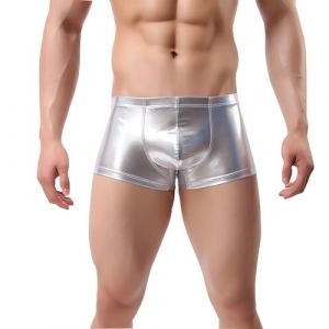 Boxer brillant pour homme, caleçon métallique élastique, boxer sexy taille basse pour homme, pantalon sexy scintillant pour clubwear, caleçon sexy pour vêtements de danse, discothèque, rave, fête (QingPo, neuf)