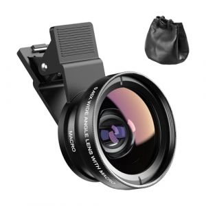 Objectif 2 en 1 pour Téléphone Portable, Universal Phone Camera Lens Kit, HD Macro Objectif Smartphone, Objectif Macro 12,5X et Super Grand Angle 0,45X, Universel pour Android et iPhone (xinzhengshiqiluomaoyiyouxiangongsi, neuf)
