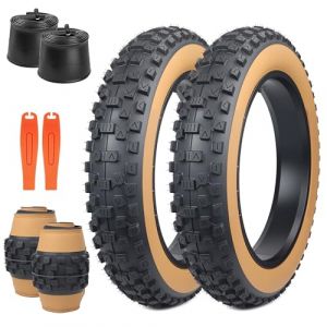 ZUKKA Lot de 2 pneus de v&eacute;lo &eacute;lectrique 20 pouces Heavy Duty 20x4.0 Enveloppe 102-406 Pliable Fat Tire Gros Pneus de v&eacute;lo Plus Lot de 2 chambres &agrave; air 20 pouces 20x4.0 AV35mm pour v&eacute;lo &eacute;lectrique/VTT (SUNTEK CYCLE, neuf)