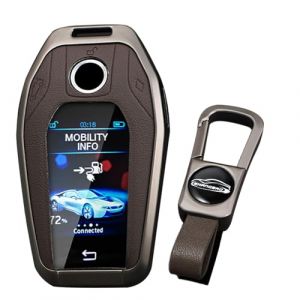 KUNIO Coque de clé pour BMW Display Key 5 Série 7 G01 G02 G05 G07 G11 G12 G30 G31 G32 I8 I12 I15 X3 X4 X5 X7 Protection en alliage de zinc Étui porte-clés, B Marron., 4 Tasten (KUNIO, neuf)