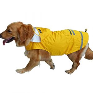 Avaner Imperm&eacute;able &agrave; Capuche R&eacute;glable pour Chiens/Convient aux Petits et Moyens Chiens-avec Bandes R&eacute;fl&eacute;chissantes (5XL, Jaune + Bandes r&eacute;fl&eacute;chissantes) (Avaner Watch, neuf)