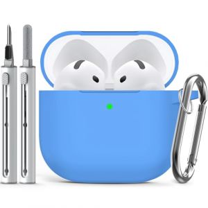 Inesore Compatible with AirPods 4 Case with Cleaning Kit, Silicone Protective Case Cover for Apple AirPod 4 (2024/ANC), Unisex Design - Light Blue-B (Enbluen, neuf)