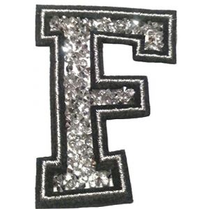 Écusson Patch Badge strass Brodé ecusson lettre alphabet thermocollant " F 8-10 cm " (B2SEE LTD avec TVA francaise et livraison LaPoste, neuf)