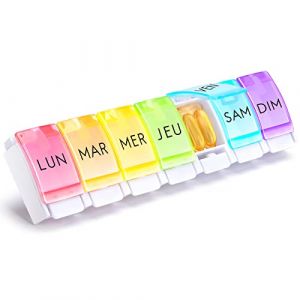 Opret Pilulier Semainier Français 7 Jours - Semainier Medicament de Grande Capacité avec Bouton Pop-up Design, Boîte à Pilules Facile à Ouvrir - Colorée (Opret, neuf)
