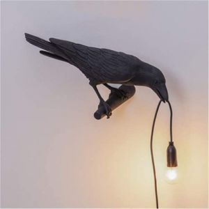 LED Oiseau Chanceux Lampe De Table /Applique, Moderne Nordique Concevoir Oiseau Corbeau Lampe De Chevet Artistique, Noir Blanc Lampe Oiseau Bar Café Créatif Éclairage ( Color : Black left wall lamp ) (CHECHEYANG, neuf)