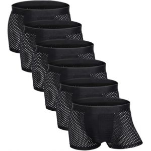 Zueauns Boxer Homme Respirant Maille Shorties Soie Glac&eacute;e Transparence Sexy sous-v&ecirc;tement Ultra Cool et Confortable Cale&ccedil;ons (Dunyue, neuf)