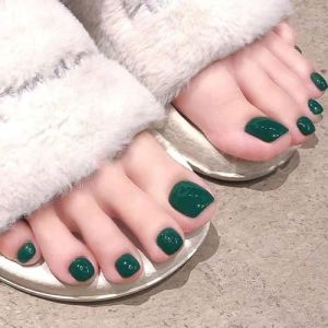 Ceboic 24 Pièces Vert Faux Ongles D'orteil Court, French Acrylique Faux Ongles Pieds, Couleur Pure, Couverture Complète Ongles d'orteils Artificiels pour Femmes Filles Salon de Manucure, 12 Tailles (Biaodian, neuf)