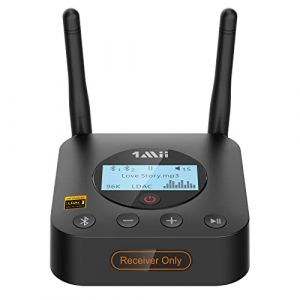 1Mii R&eacute;cepteur Bluetooth 5.1 - Adaptateur Bluetooth Jack avec LDAC, aptX HD et Faible Latence aptX Contr&ocirc;le adaptatif du Volume et LCD, R&eacute;cepteur Bluetooth Jack AV st&eacute;r&eacute;o/amplificateur st&eacute;r&eacute;o B06Pro+ (1MiiDirect-FR, neuf)