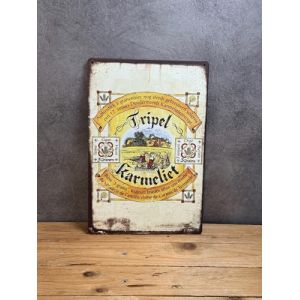 PLAK2L -Plaque M&eacute;tal Vintage D&eacute;corative Triple Karmeliet - 30x20cm (PLAK2L, neuf)