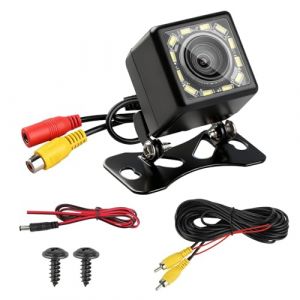 Cam&eacute;ra de Recul Voiture 1080P Ultra HD, 12 LED Vision Nocturne, &Eacute;tanche IP68, Grand Angle 170&deg; Fish-Eye, Universelle 12V-24V Cam&eacute;ra Arri&egrave;re pour SUV Camion Pickup Voiture Camping Car Remorque (XunXiangMeiSeller, neuf)