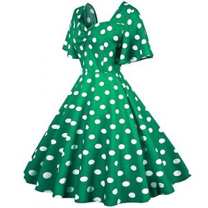 Robe Vintage Ann&eacute;es 50 Femme Retro Rockabilly Pin-Up Chic Et Elegante Robes sans Manche Polka Dot Ann&eacute;es 40 50 60 Swing D&eacute;contract&eacute;e Dress De Bal Mariage Cocktail C&eacute;r&eacute;monie (qiaoxiahe, neuf)