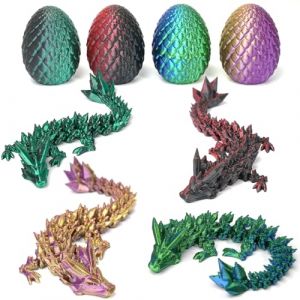 DUOCIYUAN Lot de 4 &oelig;ufs de dragon imprim&eacute;s en 3D - Surprise - Avec dragon - Jouet myst&eacute;rieux - Pour adultes et enfants - D&eacute;coration de bureau - Pour P&acirc;ques, No&euml;l, bureau (C) (DUOCIYUAN, neuf)