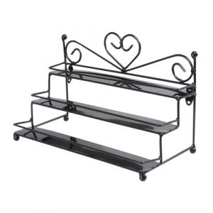 PACKOVE Pr&eacute;sentoir &agrave; Vernis &agrave; Ongles Multifonctionnel, &Eacute;tag&egrave;re Murale Noire en Fer Forg&eacute; R&eacute;tro, Support Cosm&eacute;tique &agrave; 3 Niveaux pour Organisation Maison et Bureau (Spring TU, neuf)