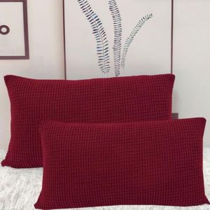 Taie D'oreiller 50x70,Housse Oreiller 40x60 Extensible Lot De 2 Housse De Coussin En Velours Côtelé Couverture Oreiller Canapé Maison Salon Chambre Decoration(Burgundy,50x70 cm (Pack of 2)) (leeupault, neuf)