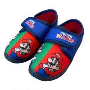 Mario - Pantoufles pour enfants de 2 &agrave; 8 ans, avec fermeture velcro, id&eacute;ales pour la garderie, bleu, 26 EU (ShopTshoes, neuf)