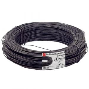 C&acirc;ble acier galvanis&eacute; &Oslash;1,2mm, 5 Kg (env. 550 m), noir, fil tension pour cl&ocirc;ture jardin, grillage, treillis plante grimpante, tendeur, corde &agrave; linge ext&eacute;rieur, montage robuste (LUN FIX, neuf)