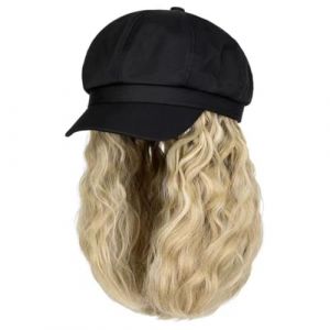 Whakano Bonnet avec cheveux, casquette de baseball avec perruque, perruque courte boucl&eacute;e, bonnet de cheveux, pour carnaval, f&ecirc;te &agrave; th&egrave;me, Halloween, No&euml;l, f&ecirc;te - Noir beige (Whakano, neuf)