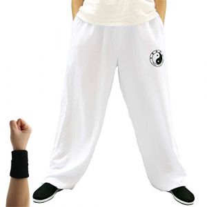 Dee Plus Pantalon pour pratiquer Le Tai Chi et Les Arts Martiaux Pantalon Tai Chi Coupe Ample Homme Femme Pantalon Yoga Qigong Pantalon de Kung Fu et Tai Chi - en Coton - 2 Poches (Dee Plus-EU, neuf)