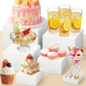 Jellybibo Lot de 6 Presentoir A Gateau Acrylique, 3-8 Pouces Presentoir Aperitif Buffet avec fond creux, Plateau Aperitif Mariage pour Bijoux,Figurines,Bonbons, 20.3/17.8/15 .2/12.7/10.2/7.6cm (Kunkong electronic Commerce, neuf)