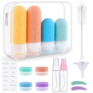 Zosenyer 16 Pièces Flacons Voyage Silicone, Accessoires de Voyage, Kit Complet de Récipients pour Shampoing, Lotion et Cosmétiques, Avion Cabine (Multicolore) (Zosenyer Kft, neuf)