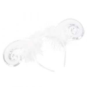 Mobestech Bandeau Cosplay Cornes de Mouton Grosse Taille Blanc Accessoire Cheveux Femme Halloween F&ecirc;te D&eacute;guisement (Cash Liu, neuf)