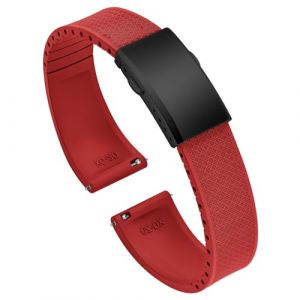 ULLCHRO FKM Bracelet Montre 20mm 22mm Bracelets de Montre FKM Caoutchouc fluoré à Dégagement Rapide Souples et Durables Bracelet de Remplacement pour Homme Femme (22mm, Rouge Foncé) (Ullchro-EU, neuf)