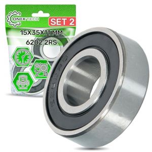 2 Pi&egrave;ces Universel Roulement a Bille 6202 2RS 15 x 35 x 11 mm en Acier Solide - ONIX TECH (ONIX TECH, neuf)