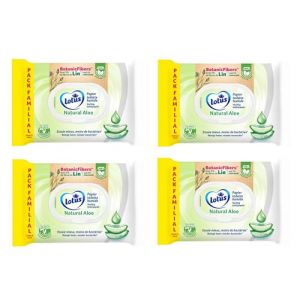Lotus Papier Toilette Humide Alo&eacute; V&eacute;ra Pack Familial 80 Lingettes Natural Aloe - Lot de 4 - Sans colorant, ni parfum - Fibres FSC 100% d&rsquo;origine naturelle - Offre Sp&eacute;ciale (Maxi&Mini, neuf)