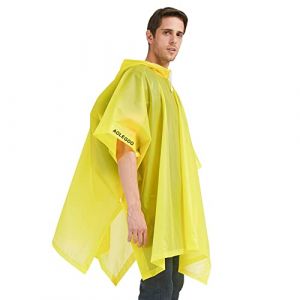 Aolegoo Poncho Pluie, 2 Poncho Imperméable, Poncho EVA Réutilisable, Adulte Unisexe, Camping, Voyage, Activités de Plein Air, Taille Unique (Jaune) (Aolegoo-fr, neuf)