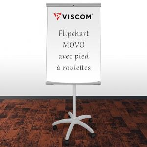 VISCOM® Chevalet de conférence avec pied à roulettes MOVO – Flipchart magnétique utilisable avec ou sans papier – Chevalet de présentation réglable en hauteur – Sans bras extensibles (outletstores-direct, neuf)