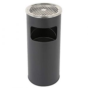 Willonin Poubelle avec Cendrier pour Ext&eacute;rieur,Cendrier sur Pied en Acier Inox avec Poubelle -Poubelle Cendrier Hauteur 60 cm (noir, 1) (Willanmd, neuf)