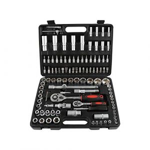 Belfoyer Coffret &agrave; Douilles et Embouts 108 Pi&egrave;ces &ndash; Mallette &agrave; Outils Compl&egrave;te en Acier Chrome Vanadium &ndash; Caisse &agrave; Outils Portable pour R&eacute;paration Auto, Moto, Bricolage et Maison (zvzhano, neuf)