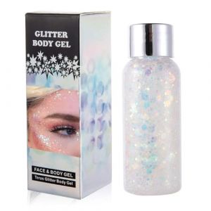 GL-Turelifes Sirène Paillettes Chunky Glitter Liquide Fard À Paupières Glitter Body Gel Festival Glitter Cosmétique Visage Cheveux Ongles Maquillage Longue Durée Mousseux 30g (09# Blanc) (GL-Turelifes, neuf)