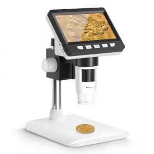 CIMELR Microscope numérique de 4,3 Pouces, Microscope USB de résolution 50X-1000X avec 8 lumières LED réglables, Portable microscopes Enfant/Adultes (307) (sibite-eu, neuf)