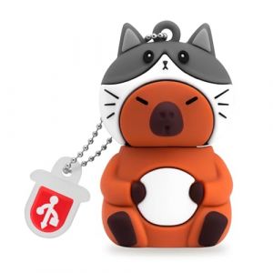 BORLTER CLAMP Cl&eacute; USB 64 Go Mignon Lecteur Flash en Forme de Capybara (Chapeau de Chat) Cl&eacute; m&eacute;moire Nouveau Lecteur de Pouce USB Pendrive Cadeau pour Le Stockage de donn&eacute;es externes (Laura & Jason's Store-EU, neuf)