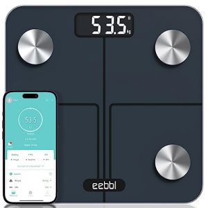 EEBBL Balance Pese Personne, Balance Connectée Bluetooth Pèse Personne Impédancemètre, Balance Impedancemetre avec 13 Données Corporelles (BMI/Graisse Corporelle/Masse Osseuse/BMR/Muscle/Eau) (eebbl -FR, neuf)