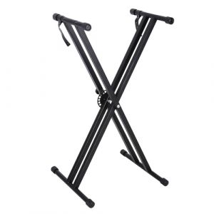 Support Clavier en X Réglable en Hauteur, Support Clavier Double Embase avec Sangles de Sécurité, Portable Piano Clavier Support Synthetiseur Embase, 90 cm Maximum, Noir (Deelair, neuf)