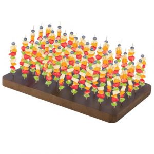 PH PandaHall Présentoir à Brochettes en Bois 45 trou Support de Brochettes de Aliments Fruits Plateau de Présentation en Argile pour d'affichage Apéritifs Cocktails Pique Niques 17.8x27.6cm Brun (Yizhou EU, neuf)