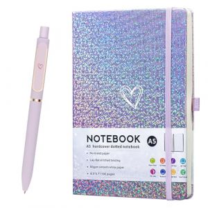 ZTUOK Carnet A5 &agrave; paillettes laser avec stylo, journal lign&eacute; A5 bloc-notes pour filles femmes, joli journal brillant avec carnet &agrave; couverture rigide r&eacute;glure coll&egrave;ge en forme de c&oelig;ur pour travail &eacute;cole (ZTUO-UK, neuf)