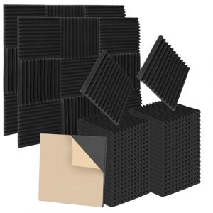 Jopassy 72 Pièces Panneaux de Mousse Acoustique,haute densité Mousse Acoustique, 2,5 x 30 x 30 cm, Panneaux Acoustiques, Mousse Anti-bruit pour la Décoration Mur/Porte/Plafond (ChenBEN, neuf)