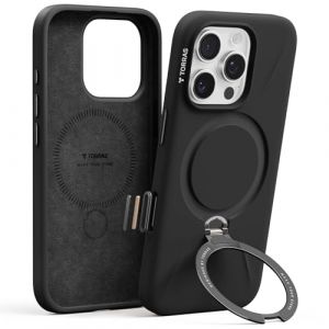 TORRAS Coque iPhone 16 Pro Magn&eacute;tique en Silicone avec Support, Compatible MagSafe, Support Bague 360&deg; avec Contr&ocirc;le Cam&eacute;ra, &Eacute;tui Ostand Q3 en Silicone Souple pour iPhone 16 Pro 6,9'', Noir (TORRAS Direct, neuf)