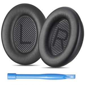 AHG Premium QC35 coussinets D'oreille de remplacement compatibles avec casque Bose QuietComfort 35 (QC35) / Bose QC35 II (Noir) - Cuir protéiné de première qualité | Mousse haute densité extra épaisse (Accessory House Global-FR, neuf)