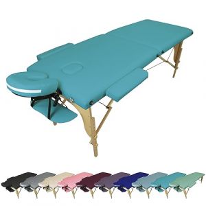 Vivezen - Table de Massage Pliante 2 Zones en Bois avec Panneau Reiki + Accessoires et Housse de Transport - Plusieurs Coloris (EGK Distribution, neuf)