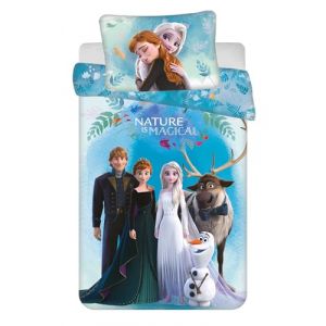 Jerry Fabrics Parure de lit pour enfant - 100 x 135 cm - En coton - Certifi&eacute; &Ouml;ko-Tex Standard - Pour la Reine des Neiges Anna ELSA Olaf Sven Kristoff (LesAccessoires, neuf)