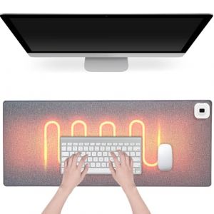 Dhqkqg Tapis de Souris Chauffant,Tapis de Bureau Chaud,80x30cm Tapis de Bureau Sous Main Chauffant Chauffage Pad de Souris avec 4 Heures darr&ecirc;t Automatique, Tapis de Souris &eacute;tendu pour Le Bureau, Gris (QiXinDianZi, neuf)