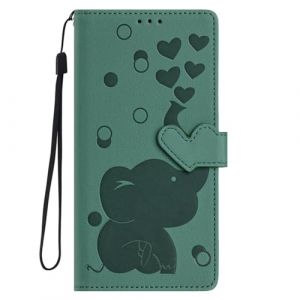 Ucikov Coque pour T&eacute;l&eacute;phone Portable Samsung Galaxy A16,Mignon Amour &Eacute;l&eacute;phant Animal Pattern Housse Portefeuille en Cuir avec Support &Eacute;tui pour Samsung Galaxy A16,Vert (Ucikov, neuf)