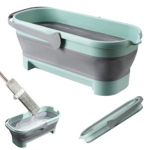 Grand seau de balayage &agrave; plat nettoyeur de sol Balai plat Eimer Grand seau de balayage pliable Spin Mop Eimer Rectangulaire seau d'eau avec poign&eacute;e Balai plat nettoyeur de sol Grand pliable pour le (Skeadex Store, neuf)